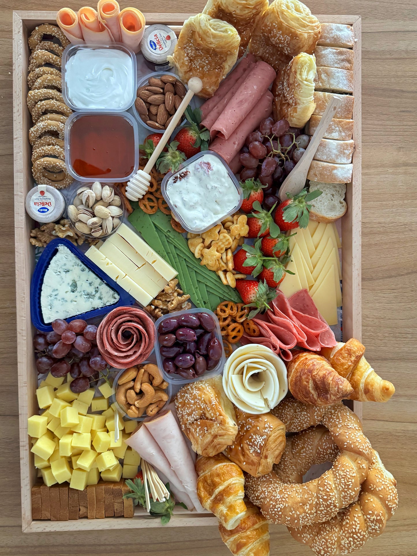 Family cheese platter breakfast