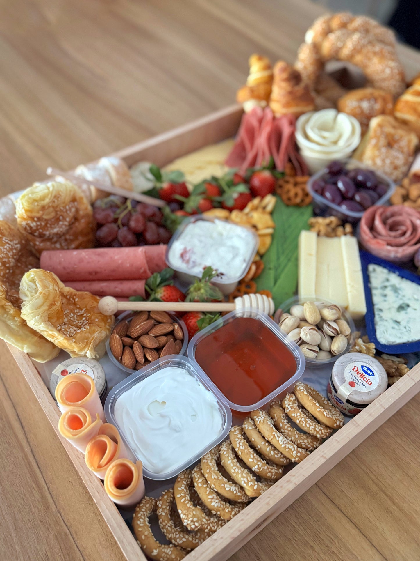 Family cheese platter breakfast