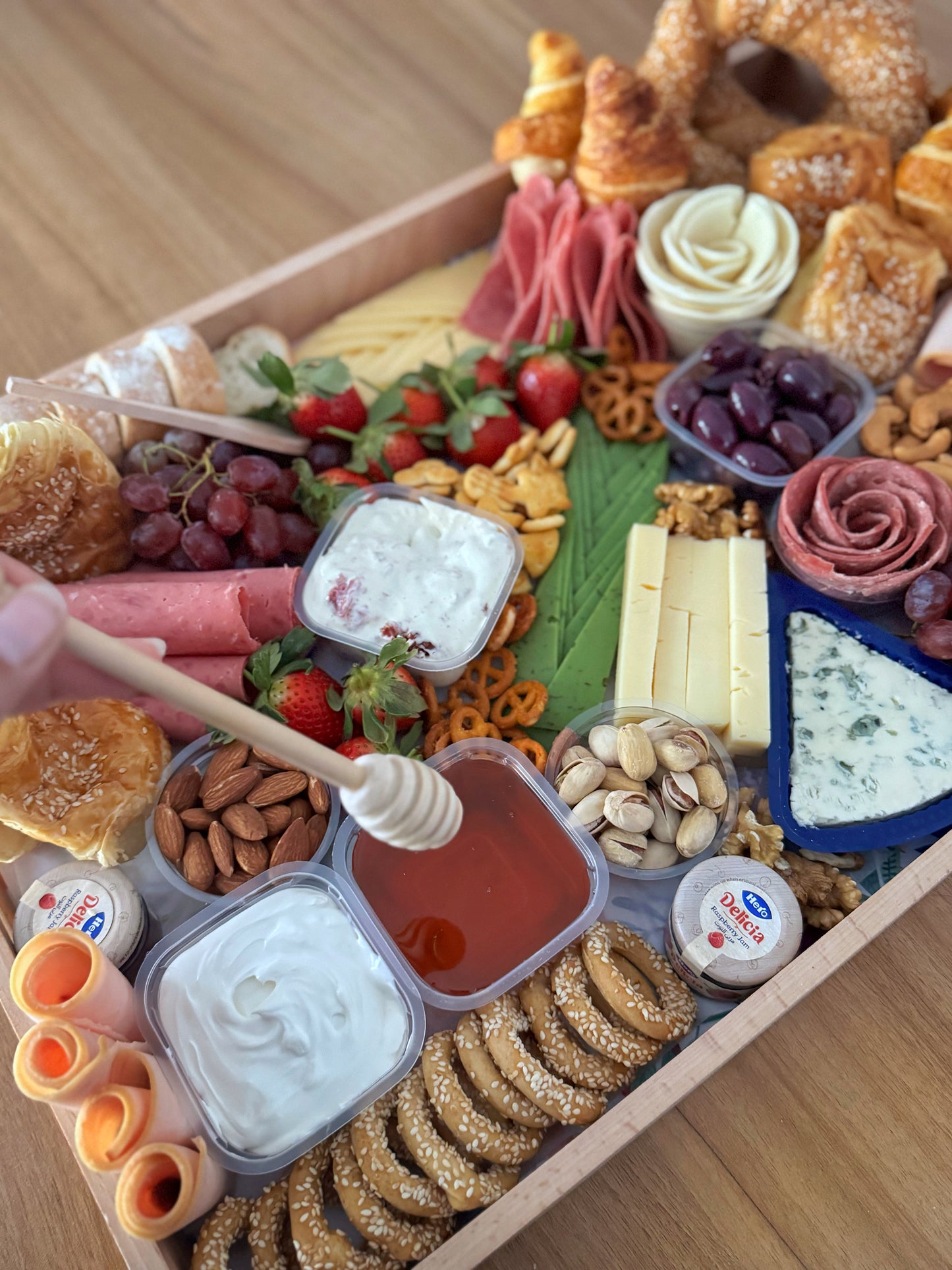 Family cheese platter breakfast