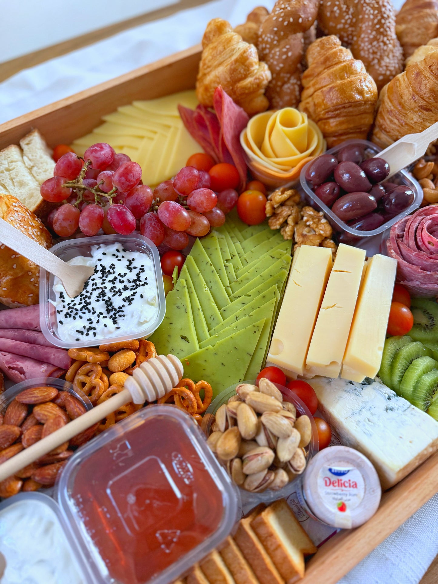 Family cheese platter breakfast